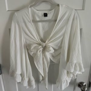 SHEIN curve Boho Butterfly Sleeve Tie Front Top 0XL